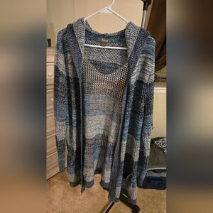 Natural Reflections Brand Blue and Gray Knit Cardigan